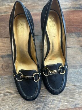 Coach Black Loafers with Gold Hardware